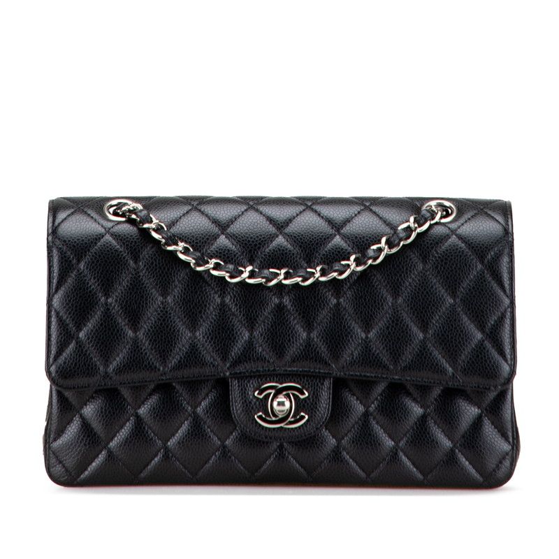 Chanel Matelasse Coco Mark W Flap Chain Shoulder Bag Handbag Black Silver