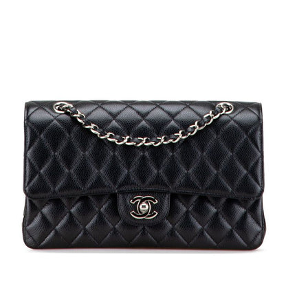 Chanel Matelasse Coco Mark W Flap Chain Shoulder Bag Handbag Black Silver
