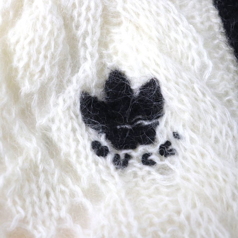 Gucci×adidas 721504 Trefoil Three Stripes Mohair Knit Pants Ivory Black XS Made