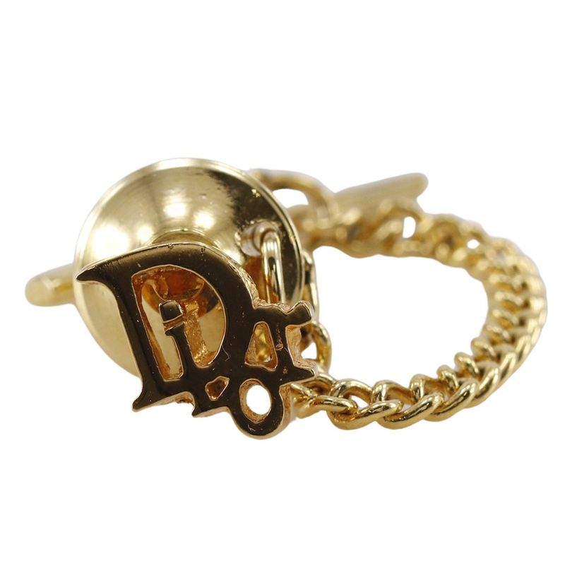 [dior] Christian Dior Tie Tack Logo Pin Brooch Gold Plated Men's Tie Pin