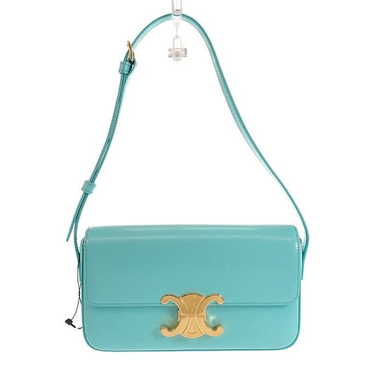 Celine Triomphe Claude Shoulder Bag Calf Turquoise Blue