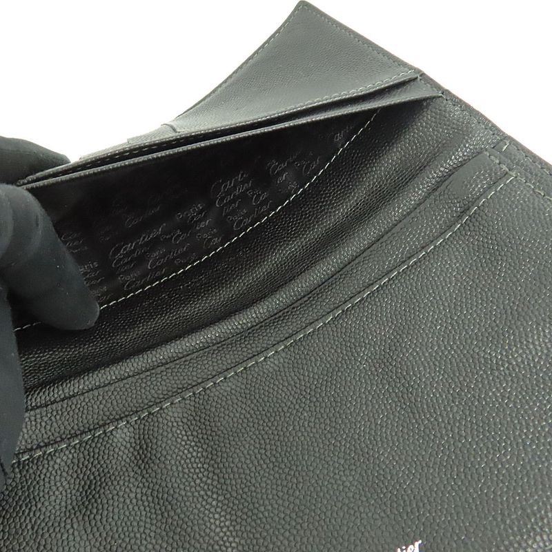 Cartier Santos Bifold Bill Holder Leather Black Men's