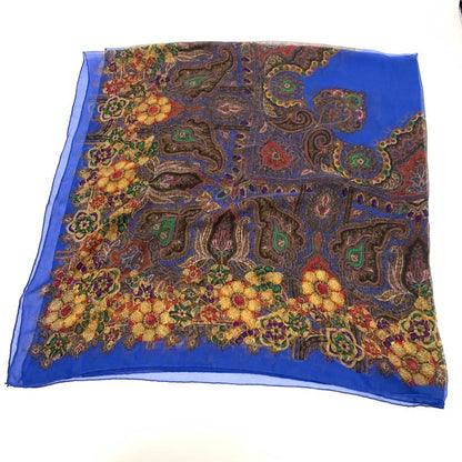Chanel Gripoa Pattern Large Silk Scarf Jeweled Blue X Multicolor