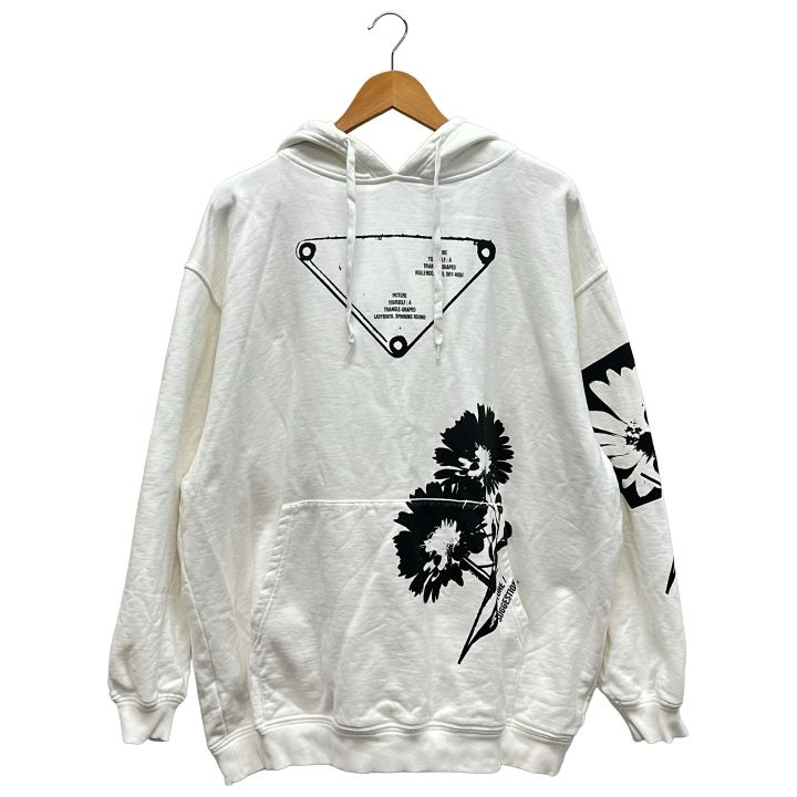 Prada 134621 S211 1YTP Triangle Plate Pullover Hoodie Men's White M