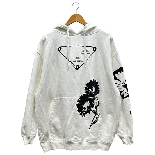 Prada 134621 S211 1YTP Triangle Plate Pullover Hoodie Men's White M