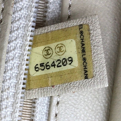Chanel CC Logo Quilted Chain Tote Hand Ivory