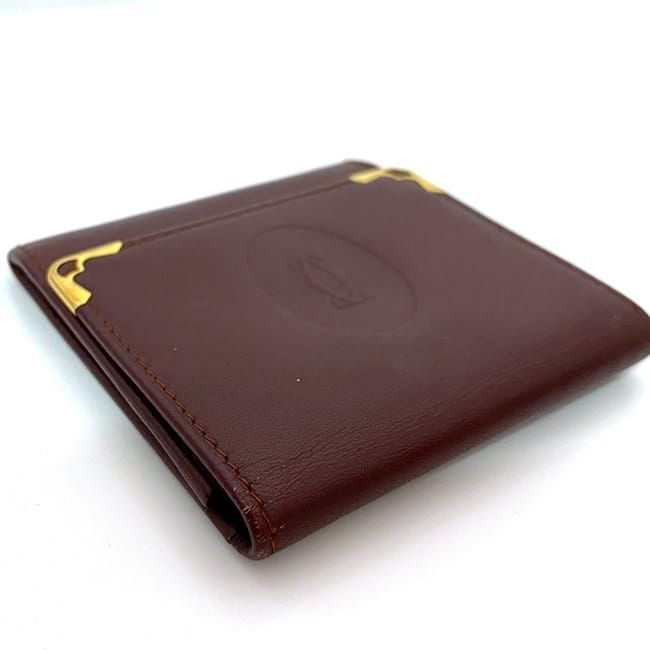 Cartier Coin Case Ec21109 Bordeaux Must Excellent Condition Coin Purse