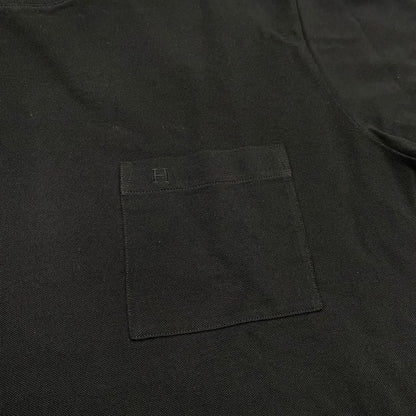 Hermes Short Sleeve T-Shirt H Logo Embroidery Pocket XL Size Cotton Black Hermes