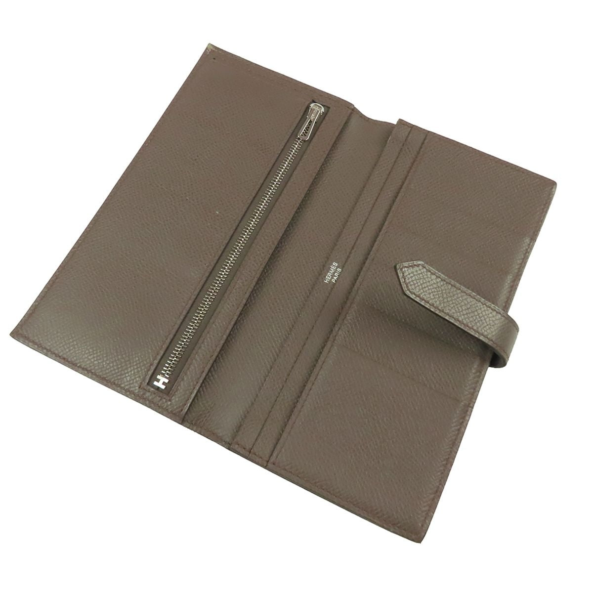 Hermes Bearn Soufflet Etain Silver Epsom Wallet — view 4