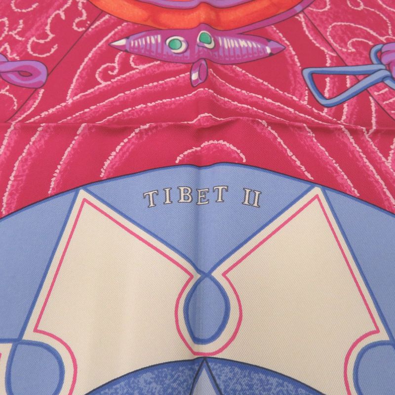 Hermes Carré 90 Tibet II Tibet 2 Silk Pink Scarf 0217 Hermes