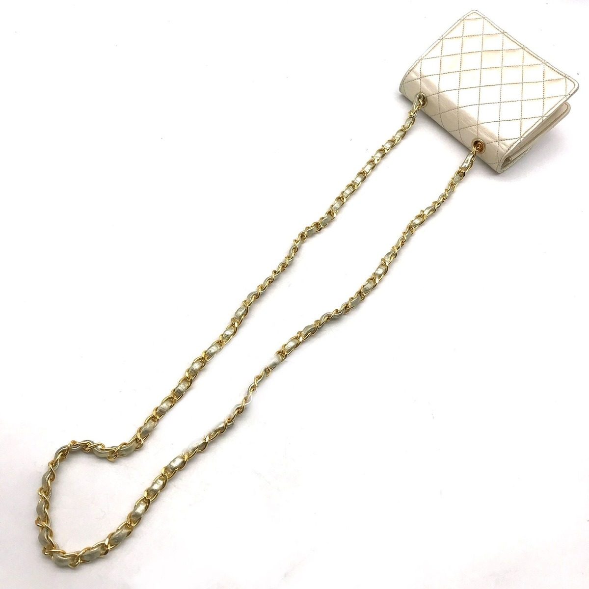 Chanel CC Logo Quilted Mini Chain Shoulder Bag Gold — view 2