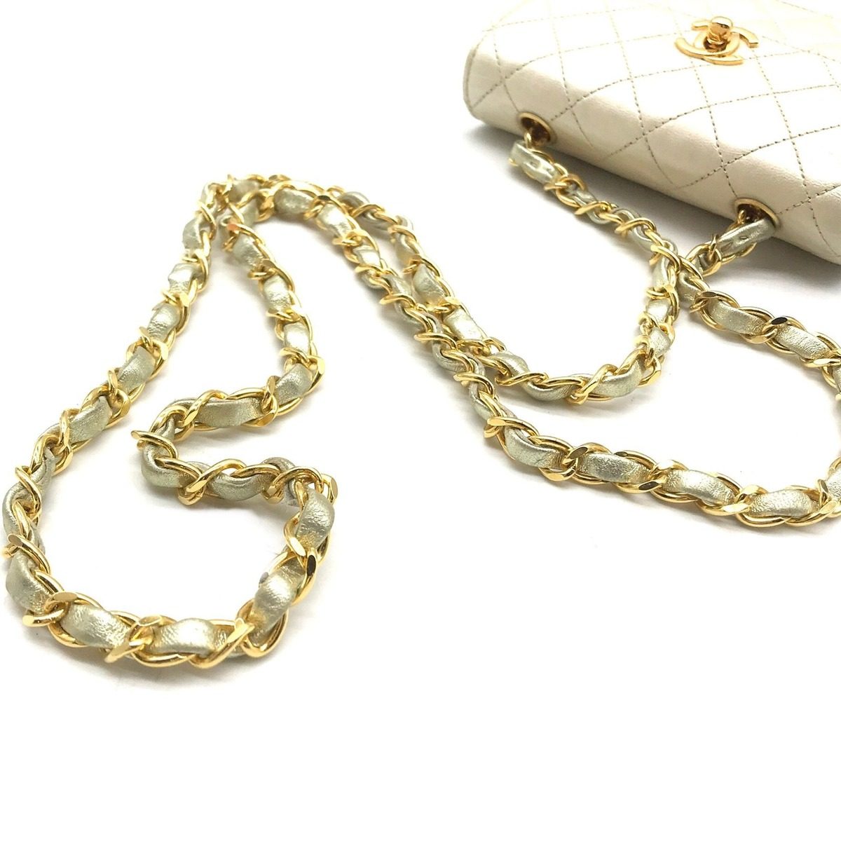 Chanel CC Logo Quilted Mini Chain Shoulder Bag Gold — view 6