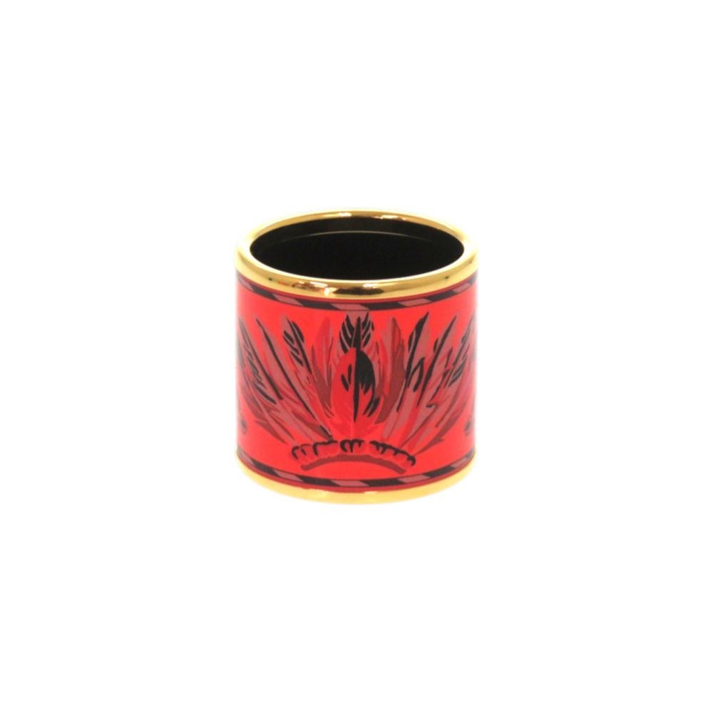 Hermes Enamel Saint Prom Brazil Carre Ring Metal Red Scarf