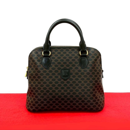 Celine Vintage Macadam Blason Triomphe Pattern Leather Handbag Mini Tote Bag