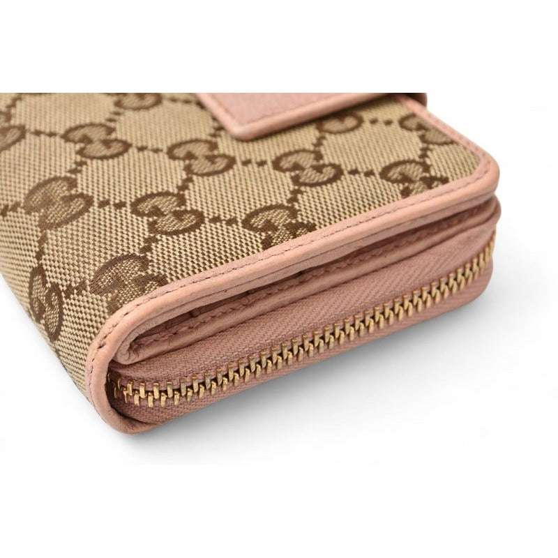 Gucci Wallet Fold GG Canvas Beige Pink — view 5