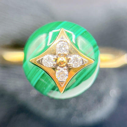 Louis Vuitton Color Blossom Malachite Yellow Gold Ring 53 Y — view 12