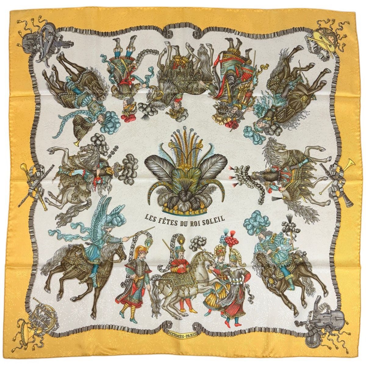 Hermes Carre 90 les Fetes du Roi Soleil Celebration of the Sun King Scarf Silk
