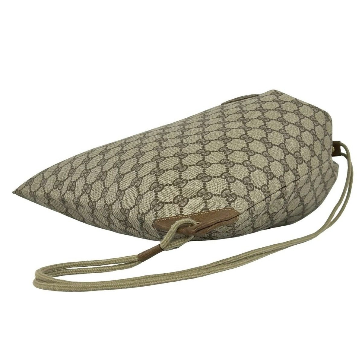 Gucci Vintage GG Logo Leather Drawstring Shoulder Bag Brown — view 8