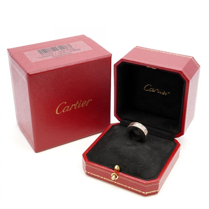 Cartier Ring Love 3PD 18K White Gold White Togo Old Diamond #49 Ladies