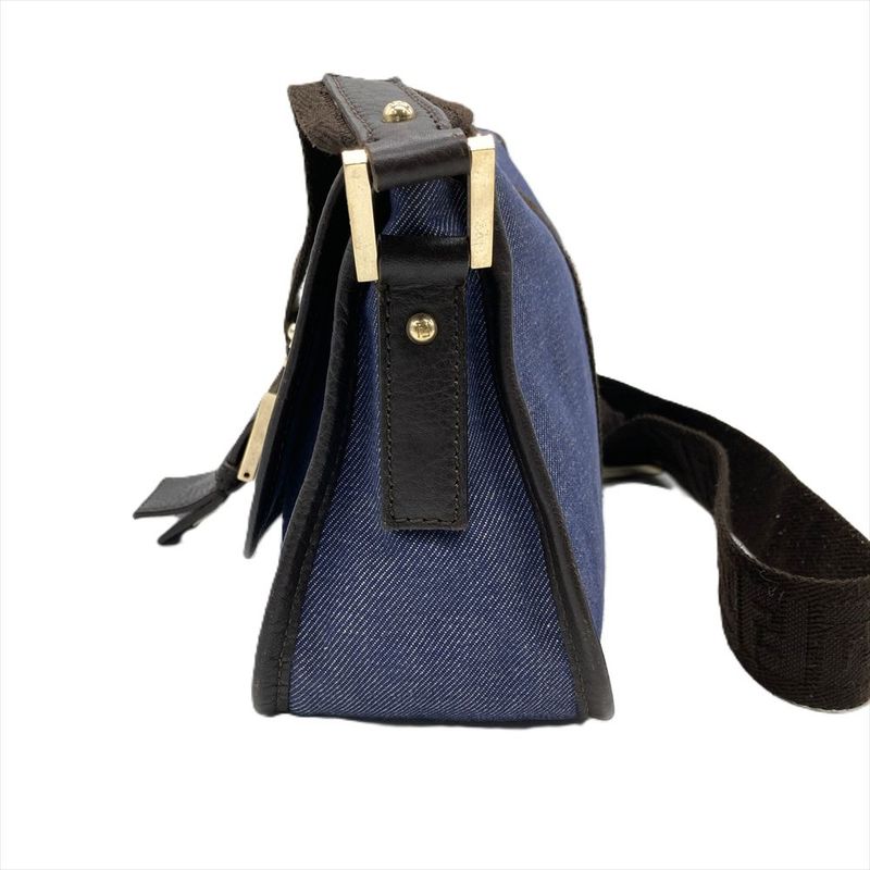 Fendi Shoulder Bag Denim Blue Gold Hardware Women