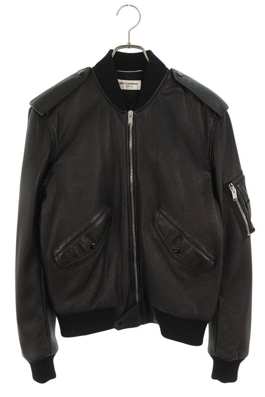 Saint Laurent Paris 462852 Y5nq1 Shark Decoration Bomber Leather Jacket Men 50