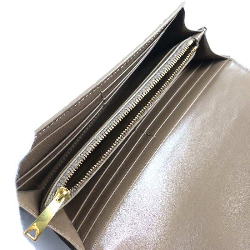 Bottega Veneta Intrecciato Flap Wallet Bifold Leather Long Wallet Brown Storage