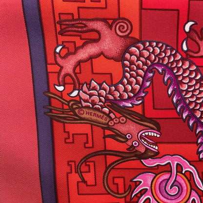 Hermes Carre 90 100% Silk Scarf Turandot Red Box — view 8