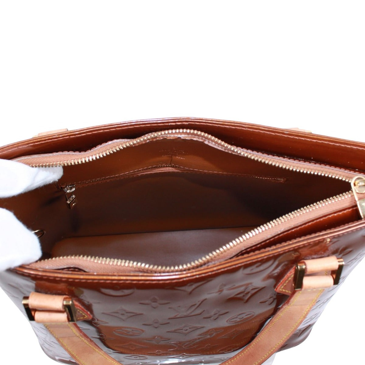 Louis Vuitton Houston Monogram Vernis Leather Bronze Tote — view 7