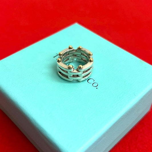 Tiffany & Co Gate Ring Silver 925 18K Gold No 7