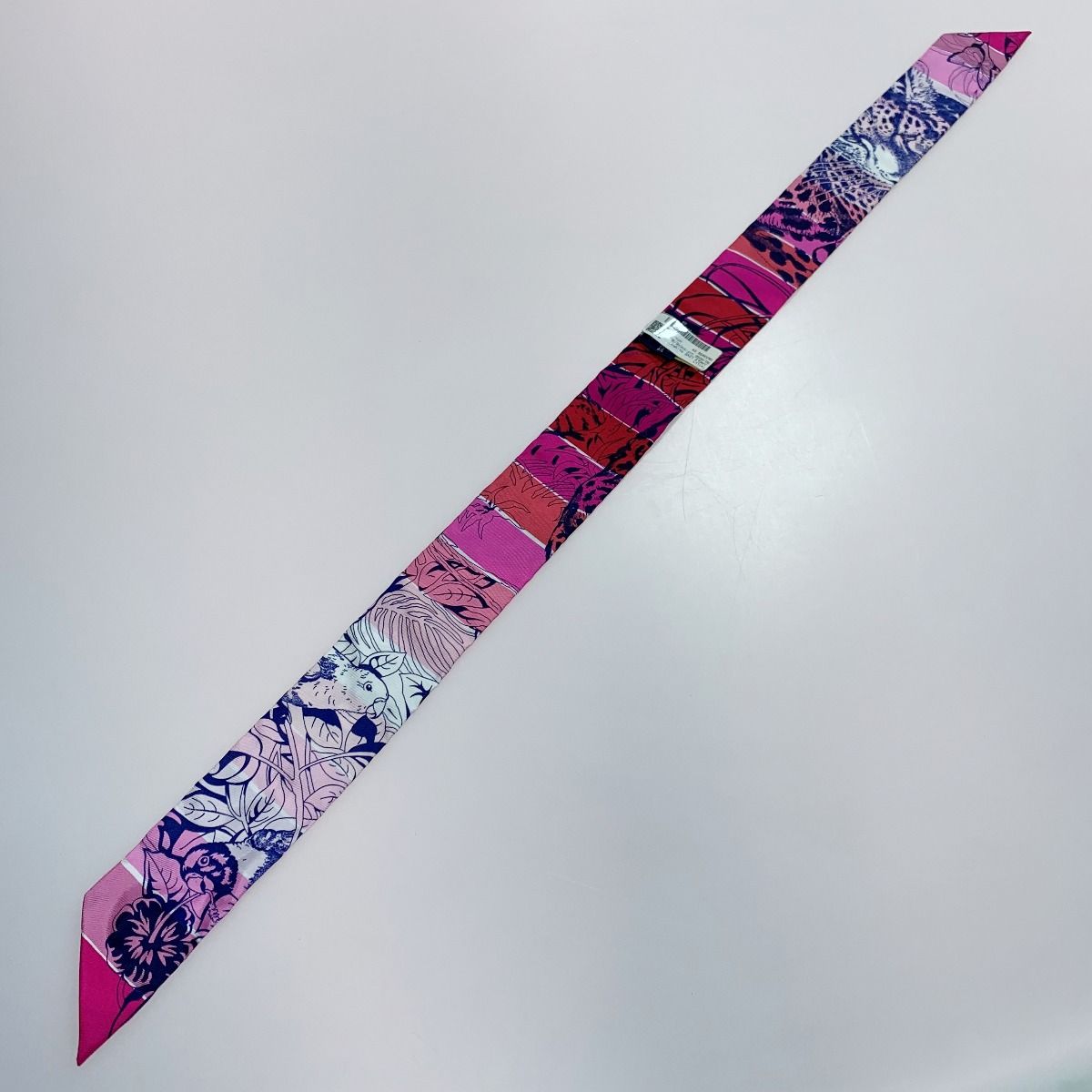 Hermes Leopard 100% Silk Twilly Red X Rose Silk Scarf