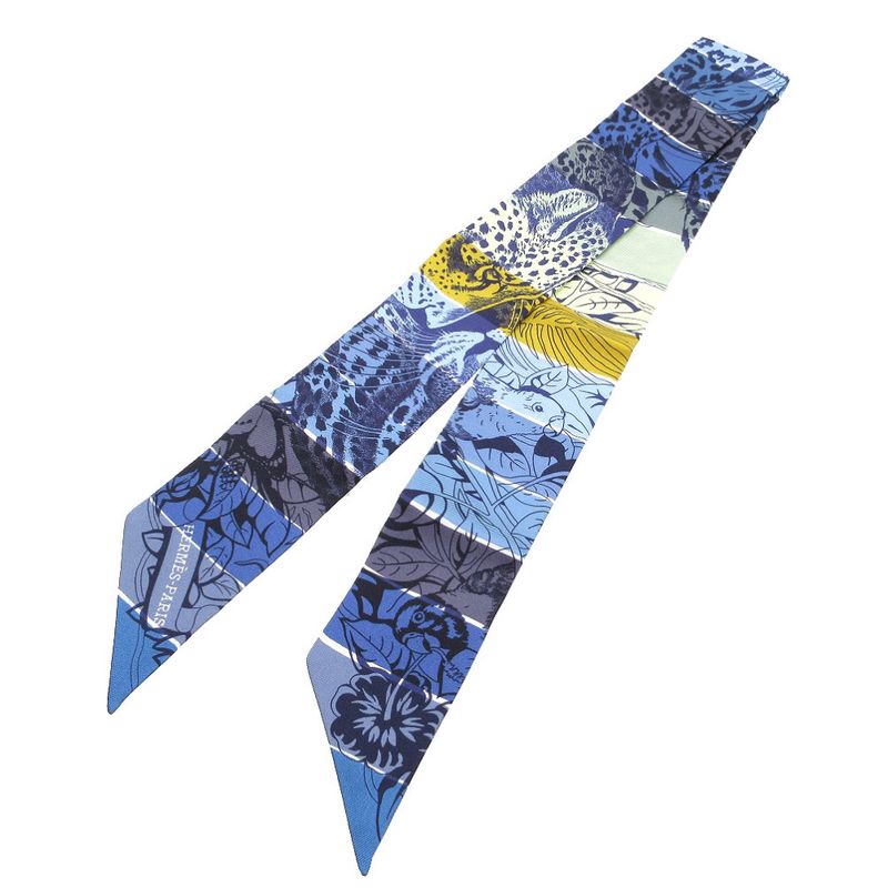 Hermes Twilly Jungle Love Rainbow Scarf Silk Blue/multicolor 1285 Hermes
