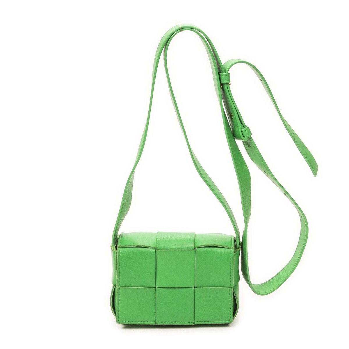 Bottega Veneta Mini Cassette Crossbody Green Maxi Intrecciato Leather