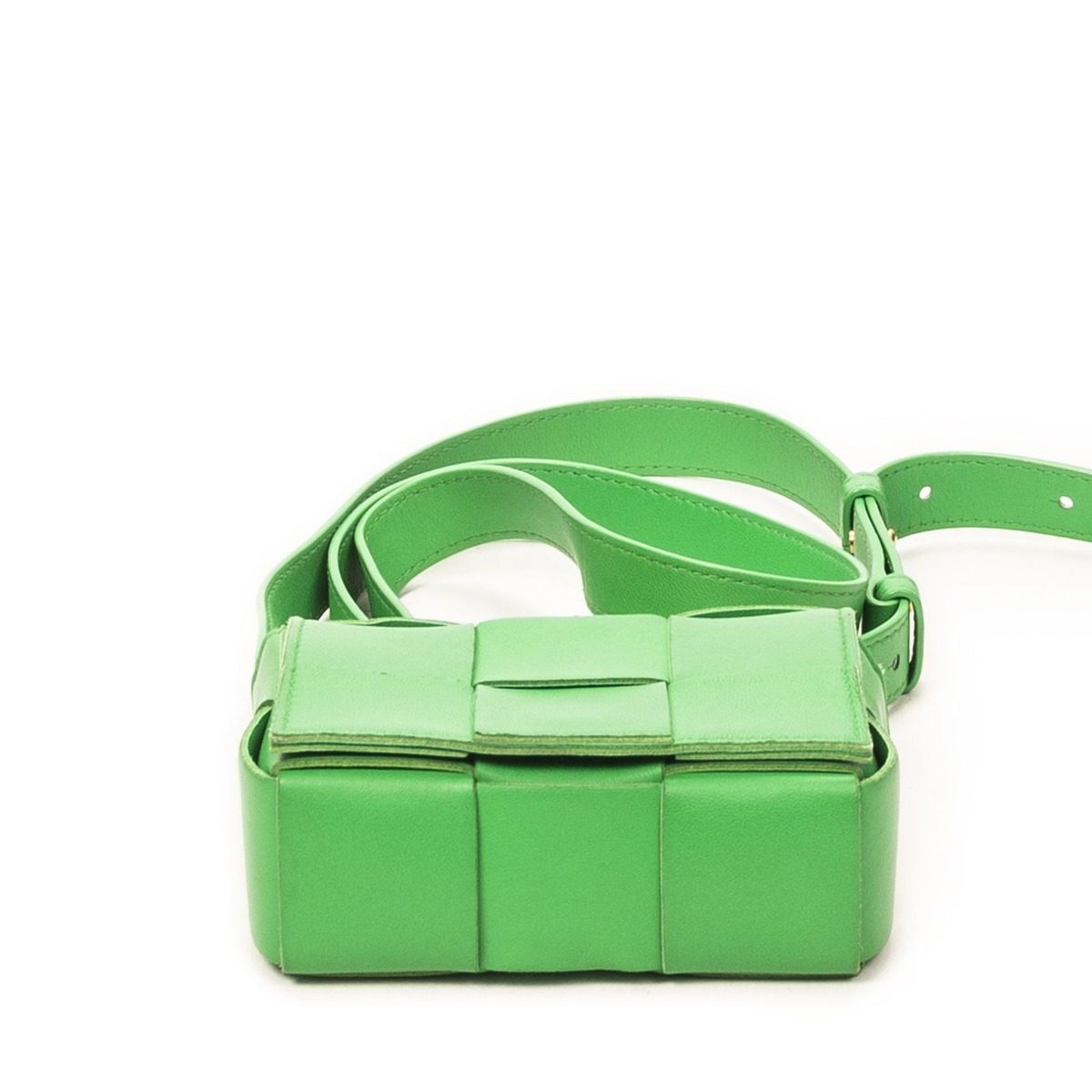 Bottega Veneta Mini Cassette Crossbody Green Maxi Intrecciato Leather — view 6
