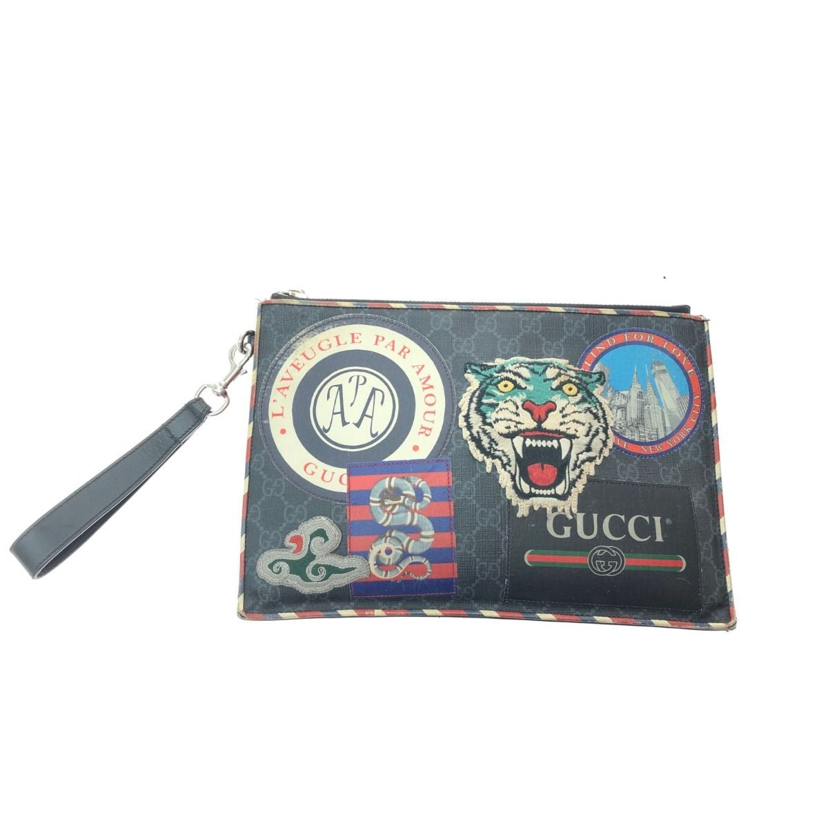 Gucci Clutch Bag GG Supreme Night Courier Taiga Patch