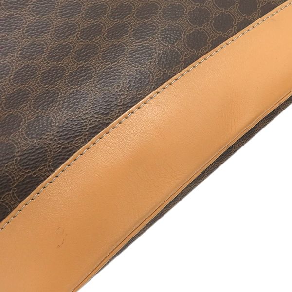 Celine Shoulder Bag Macadam PVC Leather Brown Gold Hardware Brown