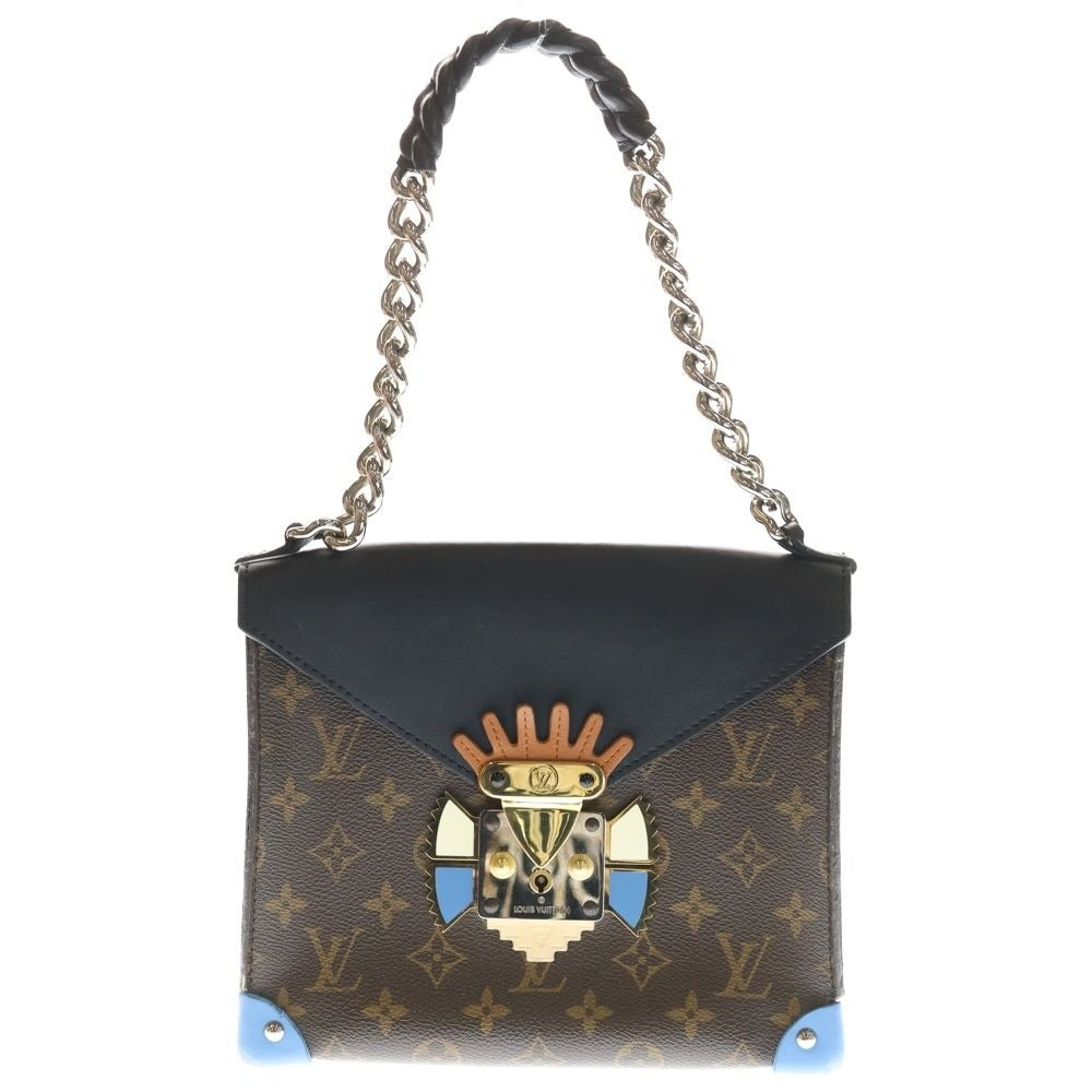 Louis Vuitton Monogram Pochette Mask Chain Shoulder Bag Black Brown Blue