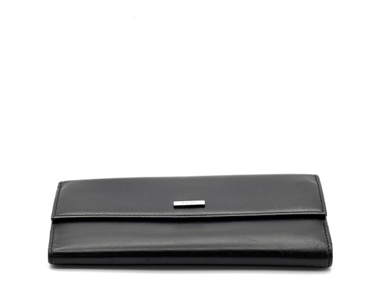 Gucci Long Wallet Logo Black Leather 08bs166