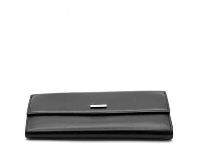 Gucci Long Wallet Logo Black Leather 08bs166