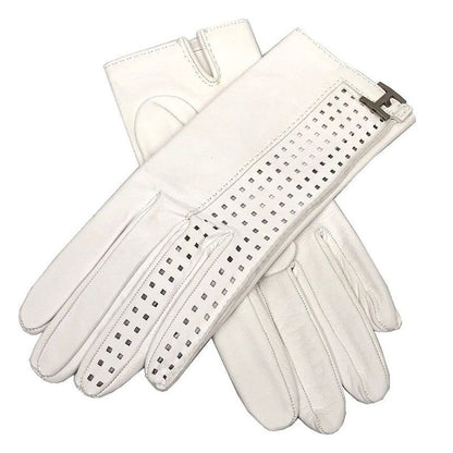 Hermes Leather Gloves 7 1 2 Lambskin White New