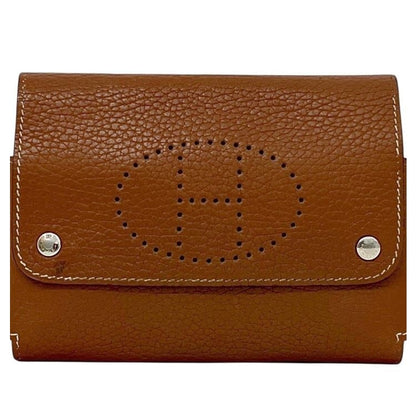 Hermes Pouch Etui Cartes GM Case Leather Brown Perforated Logo