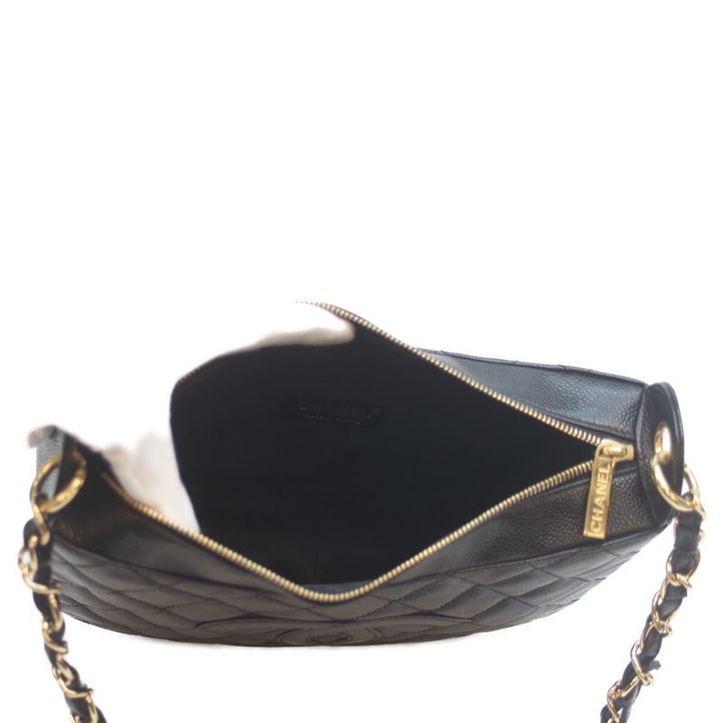 Chanel A20993 No 7 Black Caviar Skin Ghardware One Shoulder Bag Handbag Black