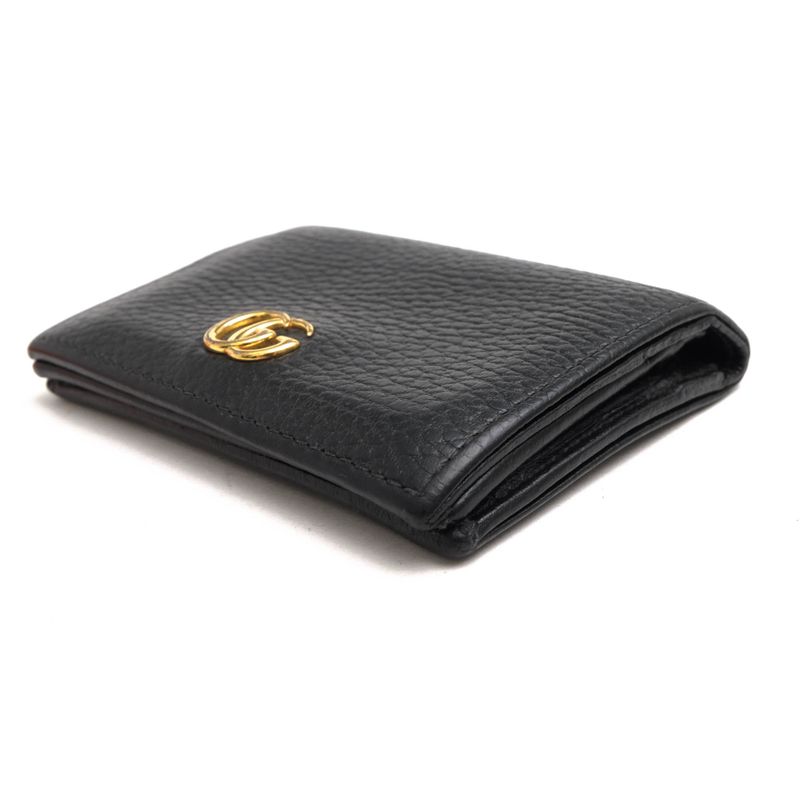 Gucci Wallet Ladies Women Leather Genuine Black 456126 Black Leather Card Case
