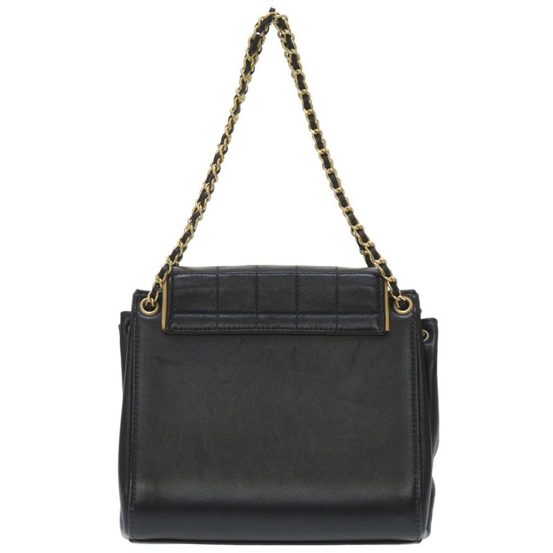 Chanel 255 Chocobar Lambskin Black Gold Hardware Shoulder Bag Black 0023 Chanel