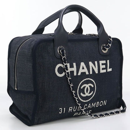 Chanel Beau Ring Bag 2WAY Deauville Boston Bag Denim 20986860 Womens