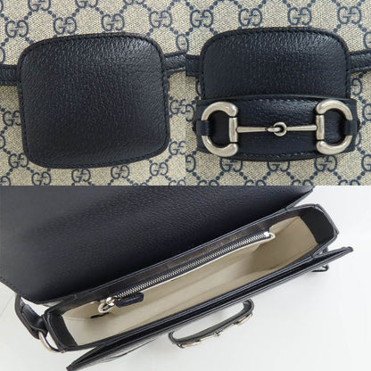 Gucci Horsebit 1955 Medium 602204 Shoulder Bag Navy - GG Supreme