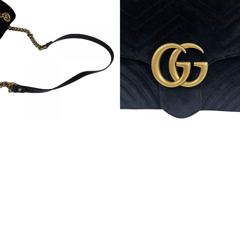 Gucci GG Marmont Shoulder Bag Velour 443496 Black Ladies Gucci  Gucci
