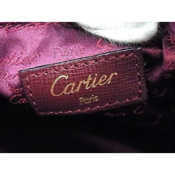 Cartier Handbag Gold Leather Bordeaux — view 2