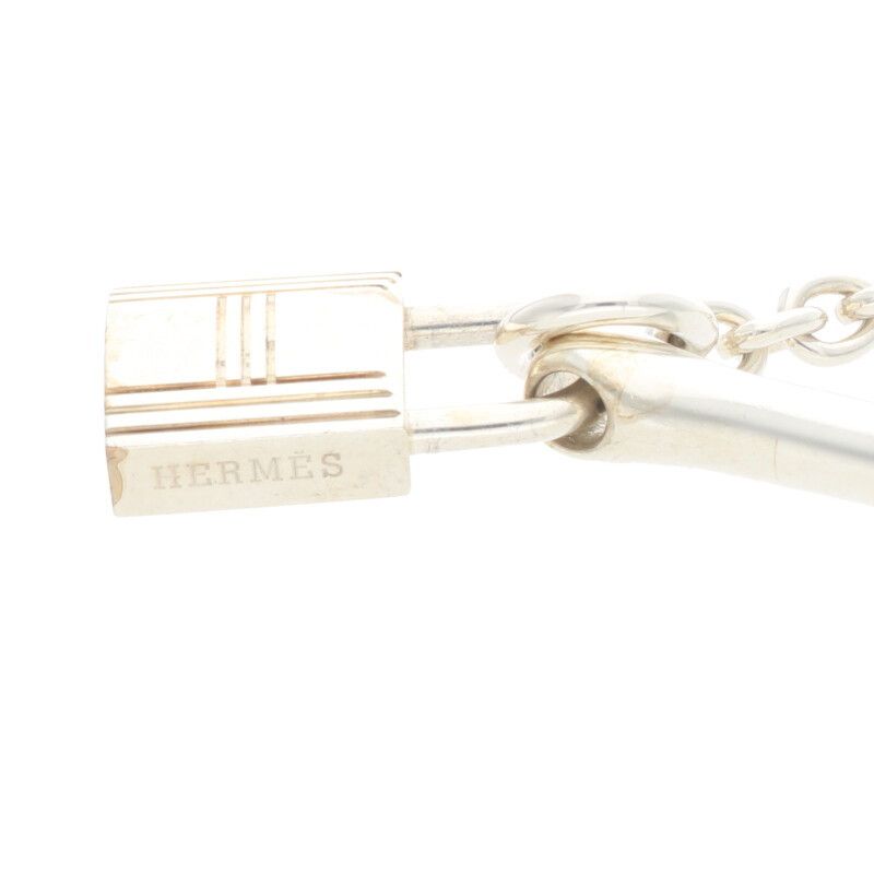 Hermes Padlock Silver Chain Necklace Men's