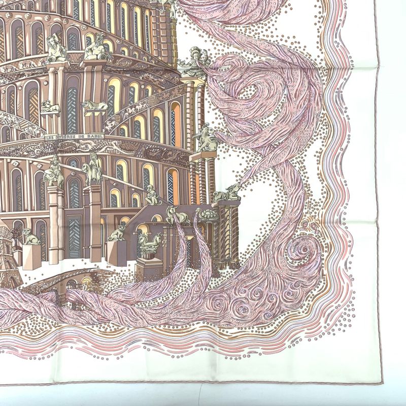 Hermes Carre 90 LES Rivieres DE Babel River Of Babel Pink Scarf 100% Silk