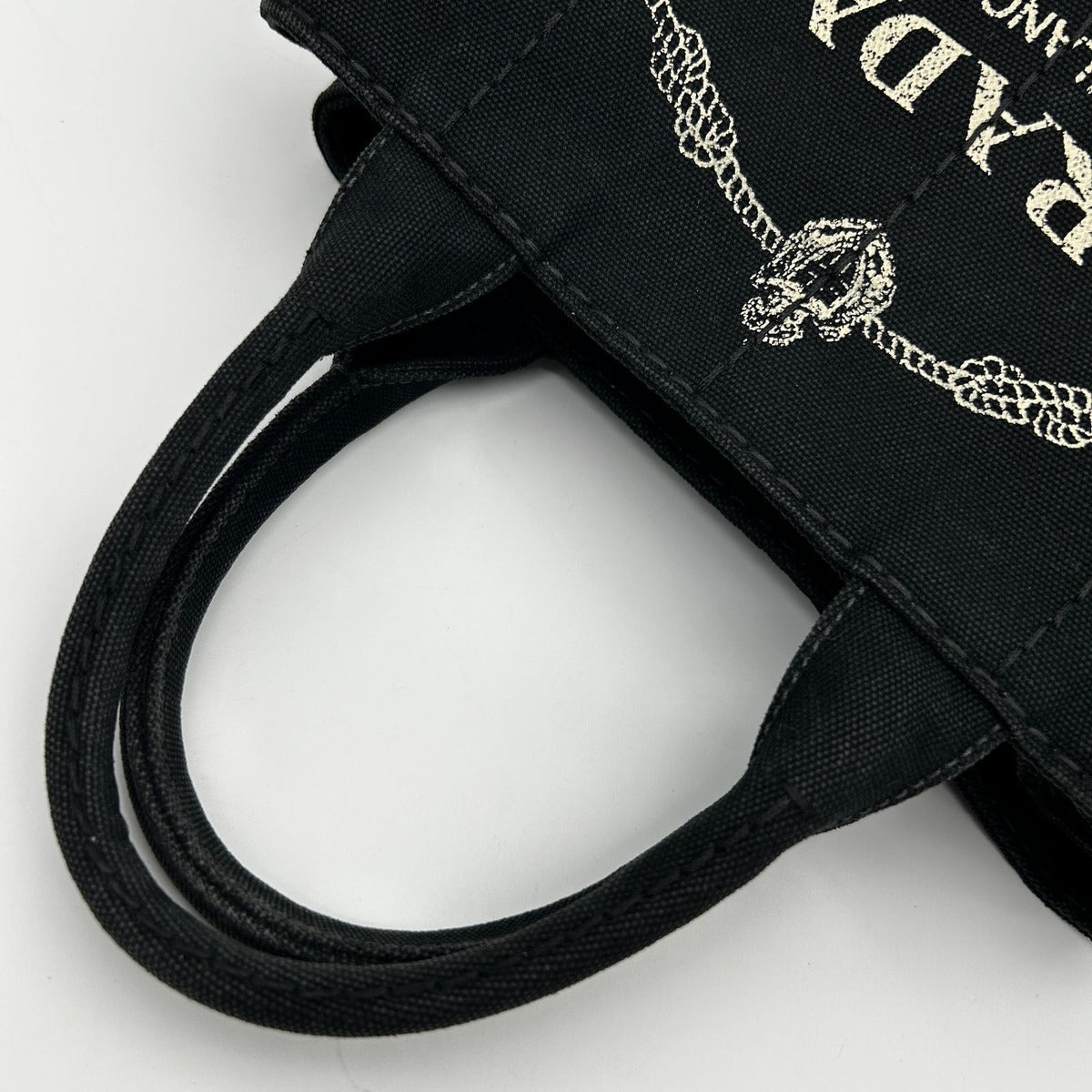 Prada 2-Way Canvas Tote Black Canapa PM Nero Tarco — view 12